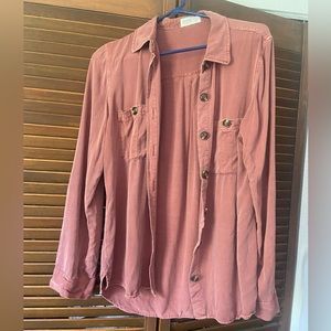 Maurices - Medium - Relaxed Fit Dark Salmon Button Up Shirt